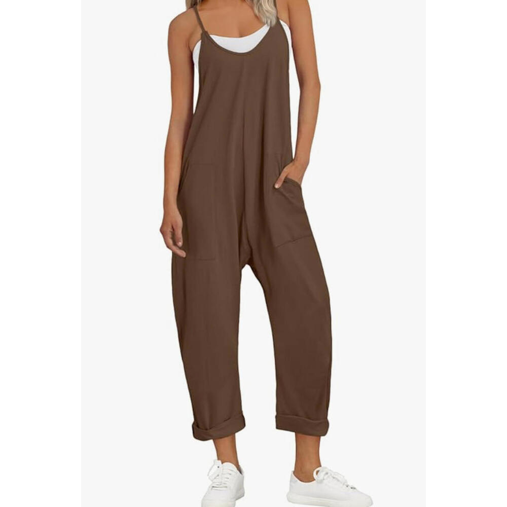 Automet Jumpsuit Womens Size Large Chocolate Brown Relaxed Baggy Fit NWT